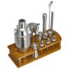 Cocktail Shaker Set, 18-Piece Stainless Steel Bar Tools with Bamboo Stand, Martini Bartender Kit Accessories | Mixer Spoon, Muddler, Jigger, Strainer