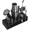 Cocktail Shaker Set, 13-Piece Stainless Steel Bar Tools with Bamboo Stand, Boston Bartender Kit | Mixer Spoon, Muddler, Jigger, Strainer