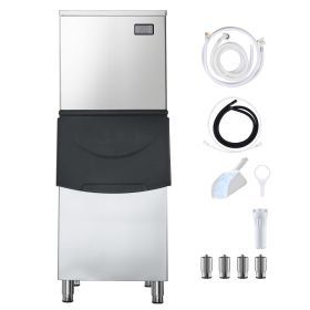 Commercial Ice Maker Machine, 450LBS/24H Ice-Making Machine with 250LBS Stainless Steel Storage Bin