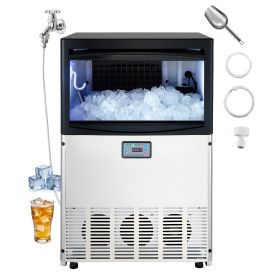 Commercial Ice Maker Machine, 200 lbs/24h with 50 lbs Storage Capacity, Built-in/Freestanding/Under Counter