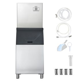 Commercial Ice Maker Machine, 550LBS/24H Ice-Making Machine with 300LBS Stainless Steel Storage Bin
