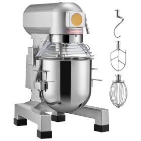 Commercial Food Mixer, 18.7L Commercial Stand Mixer with 3 Adjustable Speeds, 1100W Dough Mixer with Stainless Steel Bowl and 3 Mixing Attachments
