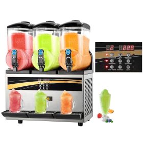 Commercial Slushy Machine, 3x15L Tank Commercial Margarita Maker, 1200W Stainless Steel Frozen Drink Machine