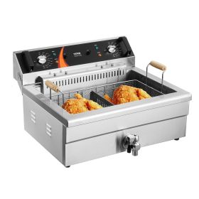 Commercial Deep Fryer, 3000W Electric Turkey Fryer with Basket, Large Capacity 30.6Qt / 29L Countertop Single Oil Fryer, Stainless Steel, Temp Co