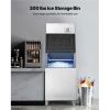 Commercial Ice Maker Machine, 550LBS/24H Ice-Making Machine with 300LBS Stainless Steel Storage Bin