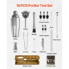 Cocktail Shaker Set, 18-Piece Stainless Steel Bar Tools with Bamboo Stand, Martini Bartender Kit Accessories | Mixer Spoon, Muddler, Jigger, Strainer