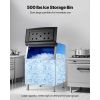 Commercial Ice Maker Storage Bin, 500 LBS Capacity Ice-Bin, Stainless Steel Commercial Ice Storage Bin with Adjustable Anti-slip Rubber Feet