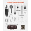 Cocktail Shaker Set, 23-Piece Stainless Steel Bar Tools with Bamboo Stand, Martini Bartender Kit Accessories | Mixer Spoon, Muddler, Jiggers, Strainer