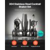 Cocktail Shaker Set, 13-Piece Stainless Steel Bar Tools with Bamboo Stand, Boston Bartender Kit | Mixer Spoon, Muddler, Jigger, Strainer
